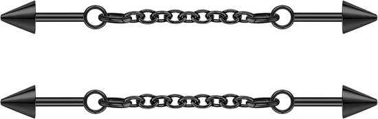 1 paar industriële piercing, chirurgisch staal, 16 g, industriële oorstekers, hanger, ketting, sieraden, industriële staaf, kraakbeen, helix, voor vrouwen en mannen