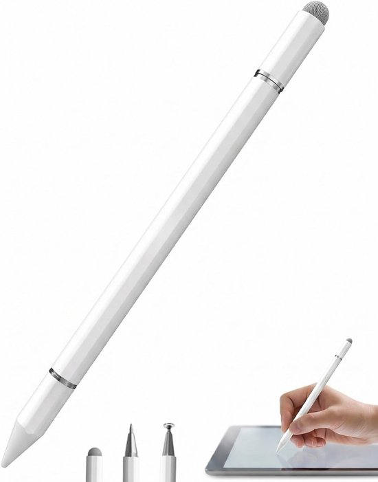 1-pack Capacitieve touchscreen-pen met magneetdop | Universele styluspen voor iPad & Nintendo Switch | Hoogprecieze invoer voor notities & schetsen, wit