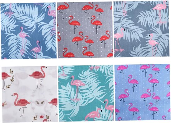 1 Set Van 6 Stuks katoenen stof doe-het-zelf materiaal lapjes naaien lapwerk flamingo stof quiltend Materialen patchwork -stof stofbundels voor quilten Handwerkstof Grijs
