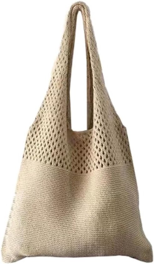 1 stuks gevlochten tas, strandtas voor dames, zomer, boho, gebreide tas, mesh, gehaakte handtas, nettas, schoudertas, zomertas voor op reis