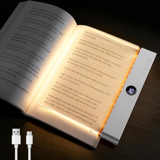 1 stuks - leeslampje voor boek - leeslampje voor in bed - flexilight - leeslampje volwassenen - leeslampje voor boek oplaadbaar usb -leeslampje boek - platte leeslamp - platte leeslamp usb - 3verstelbaar - wit