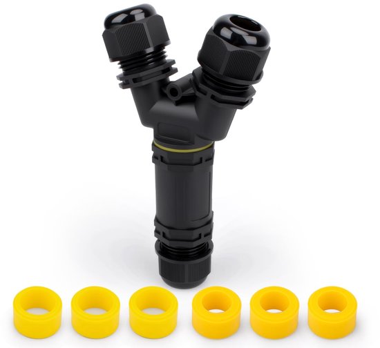 1 stuks Y Type Waterdichte Outdoor Kabel Connector, M25 Schroef Crimping, 3 Polen voor 5 tot 8mm Kabel, met 6 stuks Draadklem Rubberen Stekker