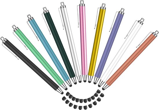 10-Delige Tabletpen Set met 20 Siliconen Punten van 6 mm voor Scherm - Siliconen Punten van 6 mm voor Schrijven, Tikken en Scrollen op Tablets, Smartphones en Andere Touchscreens, Multikleur