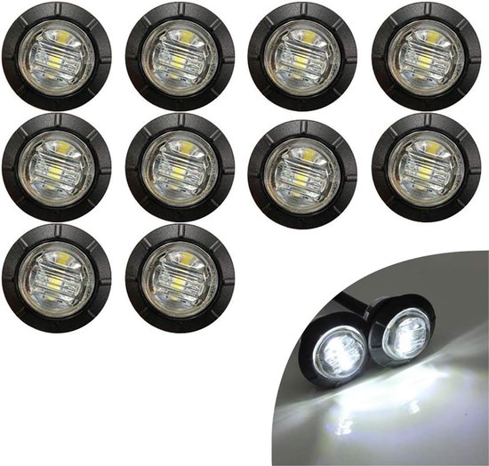 10 Stuks 1,9 cm Montage Heldere Lens LED Achterzijde Markeringsindicator Lichten voor Vrachtwagens, Aanhangwagens, Cabine Markering, RV Markering, Marine LED Utiliteitsstrip Licht voor Boten
