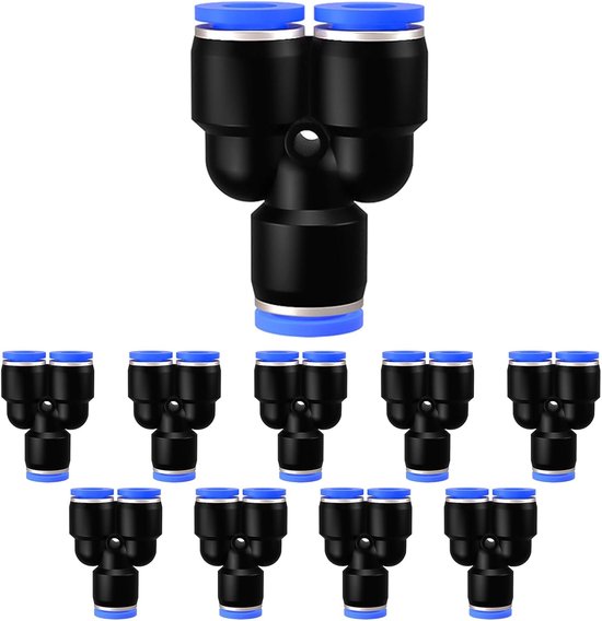 10 stuks 4 mm OD pneumatische steekverbinding, 3-weg Y-stukken snelmontage kunststof buis PY luchtleidingadapter, push-in connect pneumatisch fitting (10, PY - 4 mm)