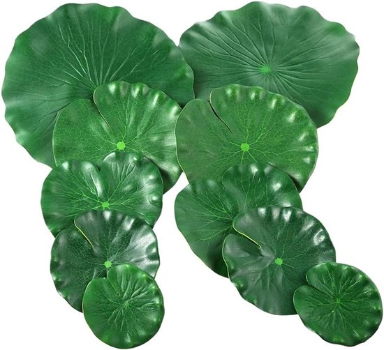10 stuks 5 soorten kunstmos, drijvend, lotusbladeren, lelies, kunstbladeren, vijverdecoratie voor zwembad, aquarium, decoratie