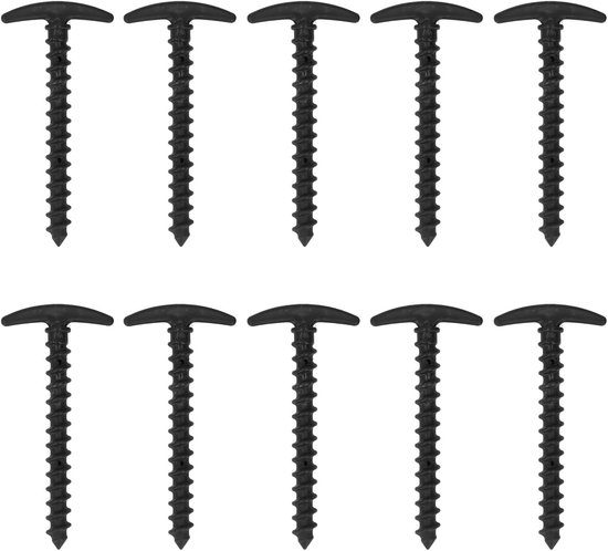 10 Stuks 5.7in Tent Stakes T Vorm Plastic Haringen Grond Stakes Voor Outdoor Camping Tuin Gazon Tarp (BLACK)