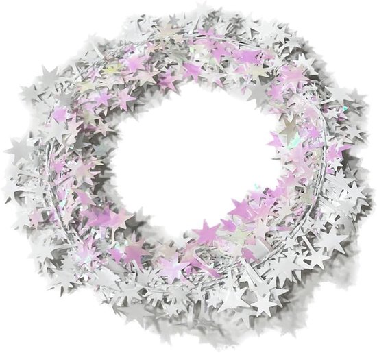 10 stuks 7,5 meter sterslinger, folie, sterren, lametta, glitterdraad, kerststerslinger, hangende decoratie voor bruiloft, verjaardag, feestelijke versiering, cadeau, decoratie, verlicht wit