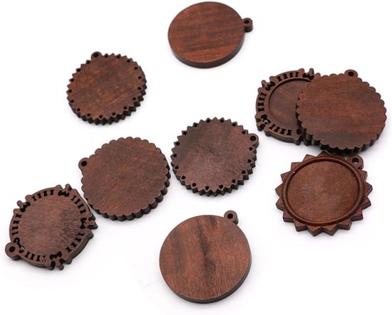 10 Stuks Bezel Lade Rond Bezel Hanger Blanks Hangende Basis Hangende Lade Blanks Ambachtelijke Trays Hanger Charmes Spaties Sieraden Uithollen Bamboe