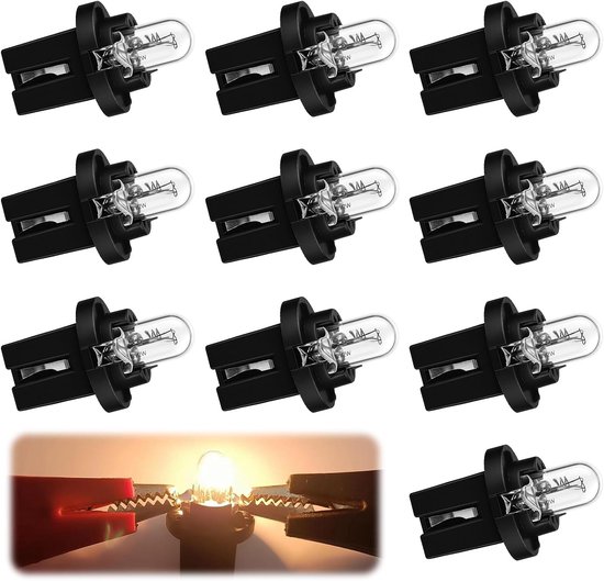10 stuks dashboardlampen, DC 12 V 2 W T5 snelheidsmeter verlichting indicator lamp autolampen gloeilamp instrumentenverlichting lichtgele mini-lampen halogeen autolampen signaallamp gloeilamp