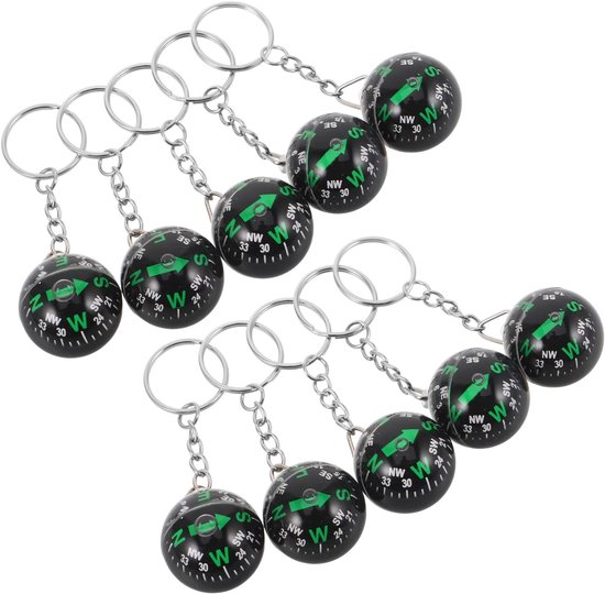 10 Stuks Delige Compacte Outdoor Kompasbol Sleutelhanger Draagbare Navigatie Gadget met Robuuste Constructie voor Kamperen Wandelen Reizen Geïntegreerde Sleutelbeheer Stijlvol