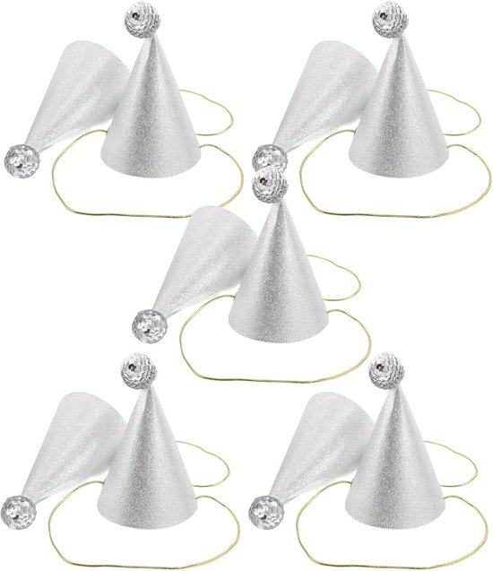 10 Stuks Delige Papieren Feestmutsen met Pompom Kleine Kegelhoedjes voor Verjaardagsfeestdecoraties Kinderverjaardagshoedjes voor Feestelijke Bijeenkomsten Speelse Groepsvieringen