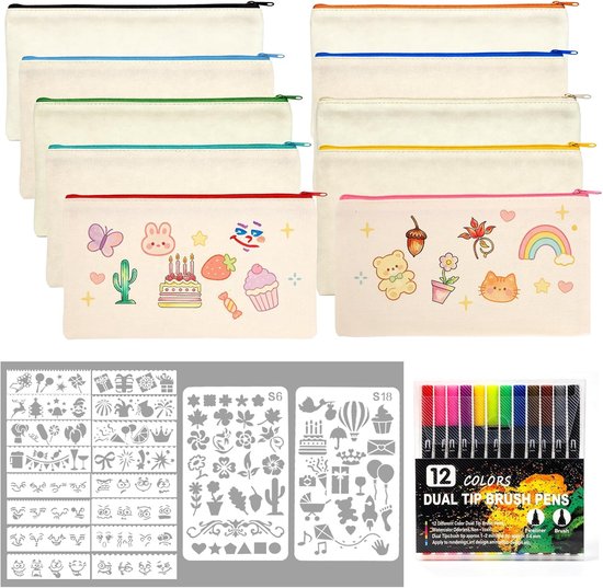 10 stuks doe-het-zelf stoffen zakken om te beschilderen, beige