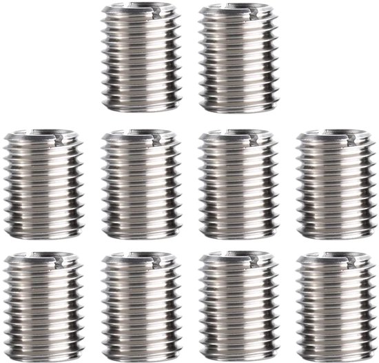 10 Stuks Draadinzet M10 naar M8, 15 mm RVS Draadbus, Schroefbus, Inschroefmoer, Draadadapter en Reductiemoer voor Draadreparatie, Meubelmontage, Machines en Metaalverbindingen