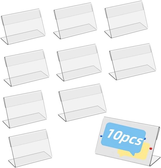 10 stuks etikettenhouder, 10 x 15 cm, transparante etikettenhouders van acryl, prijskaarten, labelhouders in winkels en supermarkten