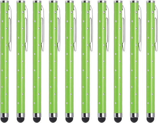 10 stuks glitter strass stylus pennen voor touchscreen universeel metaal capacitieve pen voor mobiele telefoon alle capacitieve touchscreen-apparaten groen