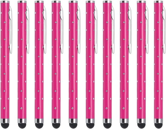 10 stuks glitter strass stylus pennen voor touchscreen universeel metaal capacitieve pen voor mobiele telefoon alle capacitieve touchscreen-apparaten rozenrood