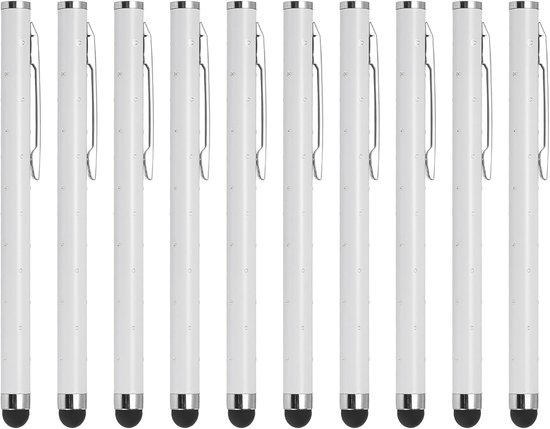 10 stuks glitter strass stylus pennen voor touchscreens universeel metaal capacitieve pen voor mobiele telefoon alle capacitieve touchscreen-apparaten wit