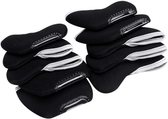 10 stuks Golf Iron Head Nylon Cover Case/Machine Wasbaar Golf Head Covers-Zwart