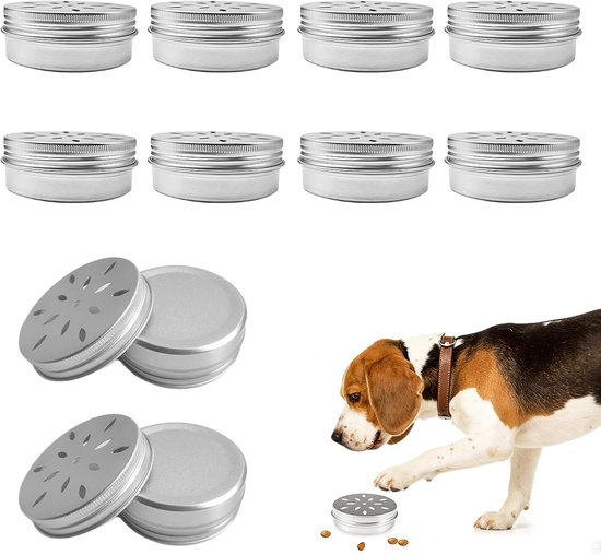 10 stuks hondengeur-trainingsbox, aluminium hondengeurblikjes met ventilatie, 60 ml, geurcontainer, hondengeur, training, hondengeur, neus, geurcontainer voor puppygeurtraining, snuffelhonden