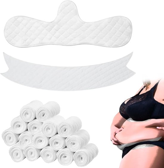 10 stuks katoenen onderbeugel zweetliners en 6 stuks buikliners set, 3-laagse herbruikbare katoenen beugelliners koel ondersteuning voorkomt irritatie en roodheid, wasbare zweetabsorberende