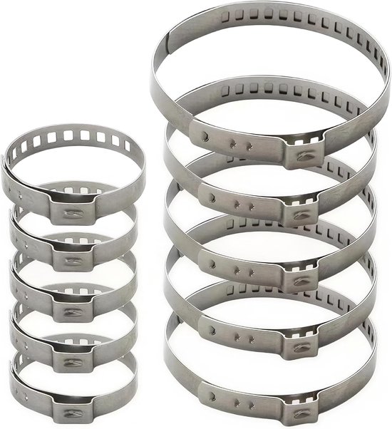 10 stuks klemklemmen van roestvrij staal, 5 stuks, 25-50 mm en 5 stuks, 50-120 mm, universele gimbalg van roestvrij staal, homokinetiek, verstelbare gimbalg, klem