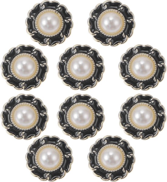 10 stuks knopen voor hemd, broek, blazer, jas, pak, trui, manchetten, naaien, breien, decoratie voor vrouwen en mannen, kunststofhars, bloemenvorm, 21 mm, zwart