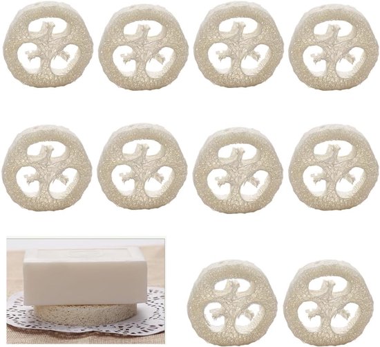 10 stuks natuurlijke luffa-spons, zeepkussens, luchtfassponzen als zeepbeschermer voor douche, badkamer, keuken en werkblad