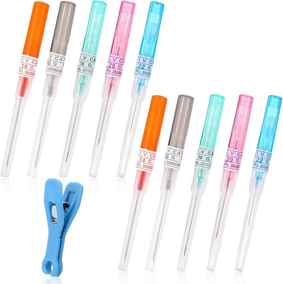 10 stuks piercingnaalden, katheter, piercing, naald met clip, wegwerp
