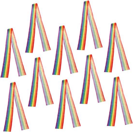 10 Stuks Regenboog Chiffon Haarlinten Polyester Wikkellinten Voor Decoratie Sieraden Kleding Feest