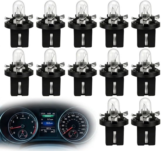 10 Stuks T5 B8.5D LED-Dashboardlampe12V 2t, Warm Geel
