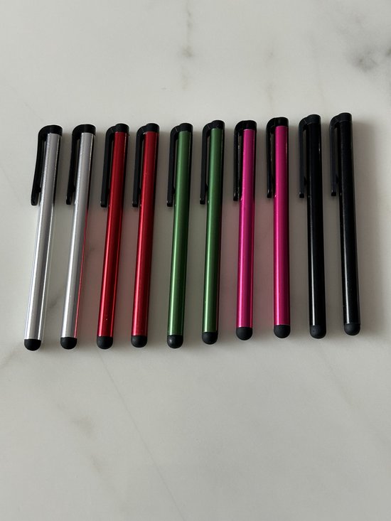 10 Stuks Tablet & Telefoon Stift / Robuuste Touchpen / Touchstift / Touch / Touchscreen Pen - Zilver|Rood|Groen|Roze|Zwart van Merkloos