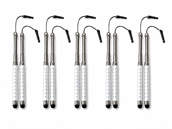 10 Stuks Uitschuifbare Touch Pen / Touchstift / Universeel / Compacte Stylus Pen / Touchscreen Pen / Tablet & Telefoon Touch Stift - Zilver