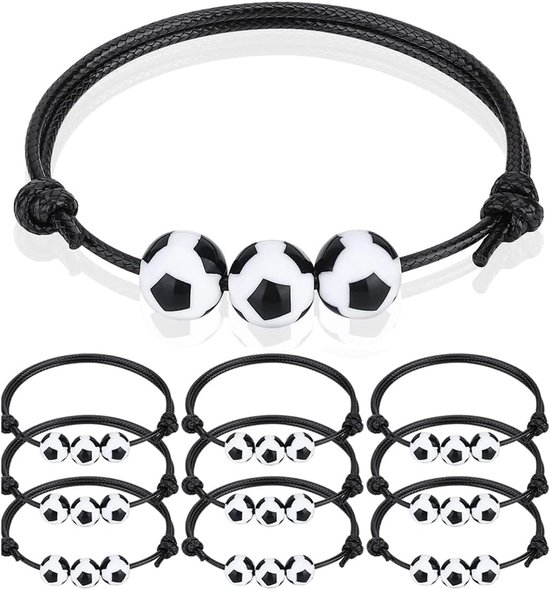 10 stuks voetbalarmbanden voor kinderen, verstelbaar koord, voetbalarmband, vriendschapsarmband voor kinderen, voetbal, feest, voetbalspel, kinderverjaardag, cadeautje