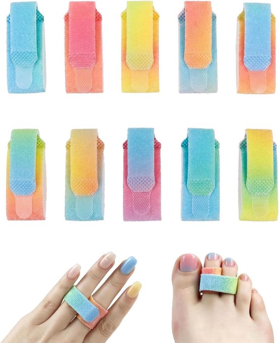 10 stuks zachte teenspreiders, verstelbaar, hamertenen, correctie, teenbandage, ademend, teenbescherming voor pedicure en nagellak, herbruikbaar, willekeurige kleuren