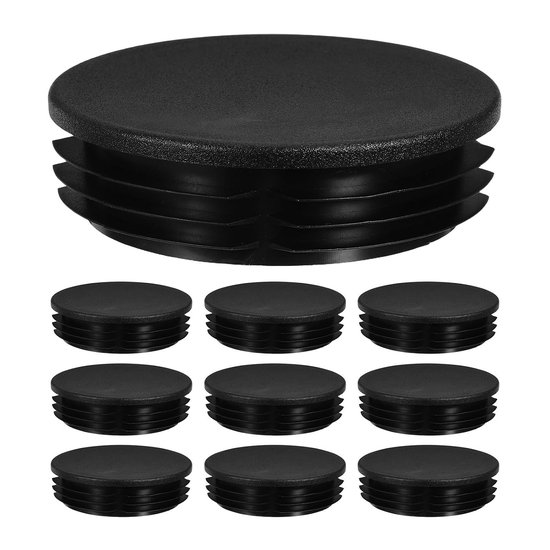 10 Stuks Zwarte Ribbelige Plastic Buis Pluggen Rond Meubel Poot Eindkappen Geluidsreductie Stoelbuis Beschermers voor Meubelpoten Buisafwerking