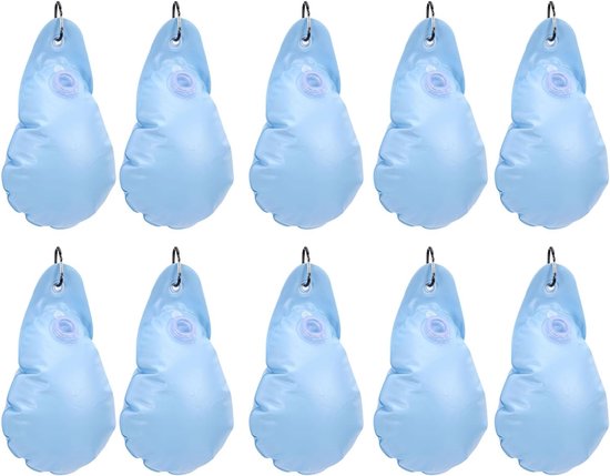 10 Stuks Zwembadafdekkinggewichten, Verdikte PVC-waterzakken, vorst-, scheur- en Slijtvast, met Lekvrij Ventiel en Brede Opening, voor Bovengrondse zwembaden. (Hemelsblauw)