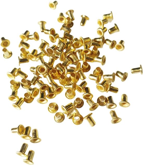 100 stuks 1,5 mm gouden koperen mini-oogjes zelfdragende ronde doorvoertules voor kleding schoenen doe-het-zelf ambachten gat ponsen reparatie benodigdheden