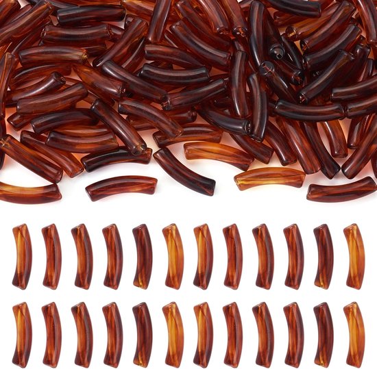 100 stuks acryl gebogen buis bamboe kralen transparant imiteren amber kralen lange buis spacer kraal voor doe-het-zelf ambachtelijke armband ketting sieraden maken
