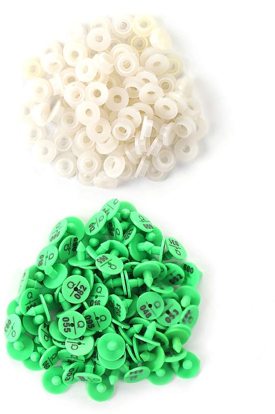 100 Stuks Duurzaam Plastic Dier Vee Oormerken voor Konijn Vos Hond Marker Label Lichtgewicht Heldere Kleur Nummer Afdrukken Gemakkelijk te Dragen Roze Rood Oranje Geel Groe (Groente)