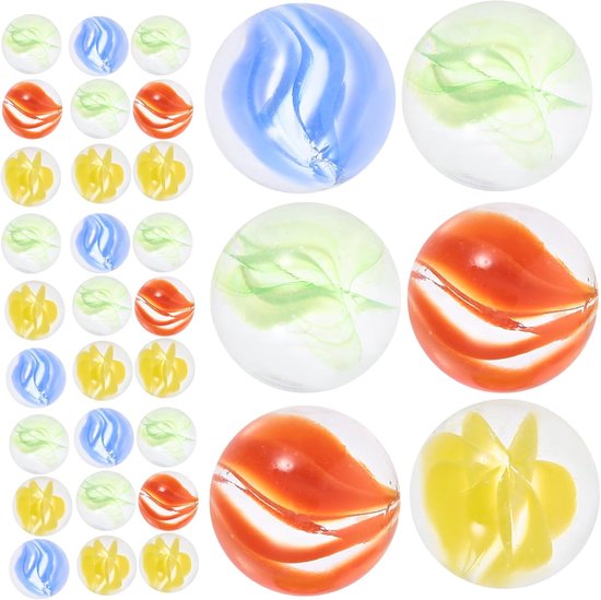 100 Stuks Gekleurde Glazen Knikkers met Heldere Patronen Ronde Decoratieve Knikkers voor Spelletjes Vissenkom Kindertoys Veelzijdige Glazen Kralen Cadeau