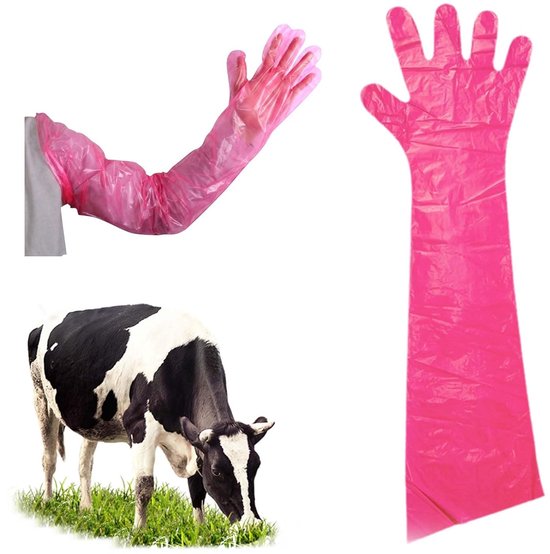 100 stuks handschoenen voor veedzaad, rekbare wegwerphandschoenen, dierenartshandschoenen, lang, zachte plastic hulshandschoenen, veterinaire handschoenen, 90 cm, voor kunstmatige bevruchting