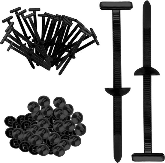 100 stuks Heavy Duty Nylon Universele Kabelbinder Gesp, Zelfborgende Auto Zip Tie Gesp Houder met Pin & Knop, Snap-Fit Bumper Retainer Rits Clips voor Auto Panel Bevestigingen Spatbord Liner (100)