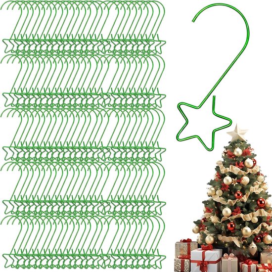 100 stuks kleine groene creatieve S-haak kerstversieringen, kerstversieringhaken, decoratiebenodigdheden, kerstboomversiering om op te hangen, geschikt voor het ophangen van kousen