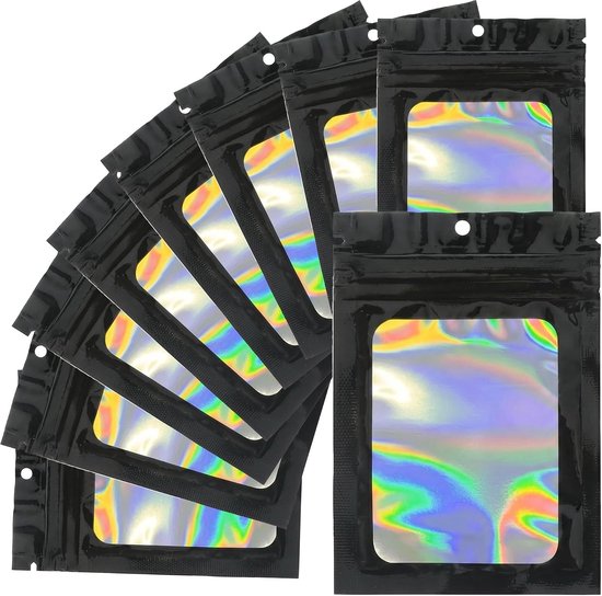 100 stuks kleine Mylar-zakken, ritszakken, zakken met druksluiting, Baggys, Cali Packs, kleine zakken, hersluitbaar, ondoorzichtig, zwart, 9 x 12 cm