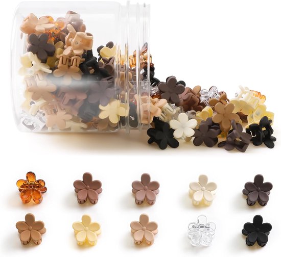 100 stuks kleurrijke mini bloem haarclips, kleine haarspeldjes, mini klauw clips, schattige kaakclips, haarspelden, haarspeldjes, haaraccessoires voor vrouwen, meisjes, kinderen, tieners