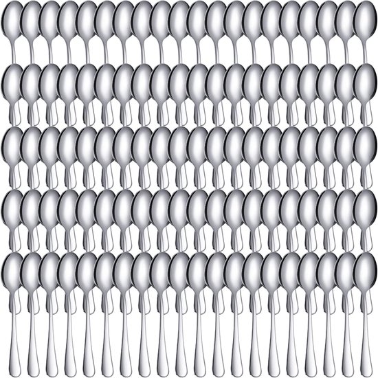 100 stuks koffielepel, Demitasse Espresso lepels, roestvrijstalen theelepels, 4,33 '' proeflepel, kleine dessertlepel, keukenlepels voor dessert, thee, voorgerecht, 1,18 '' breed (zilver, klassieke stijl)