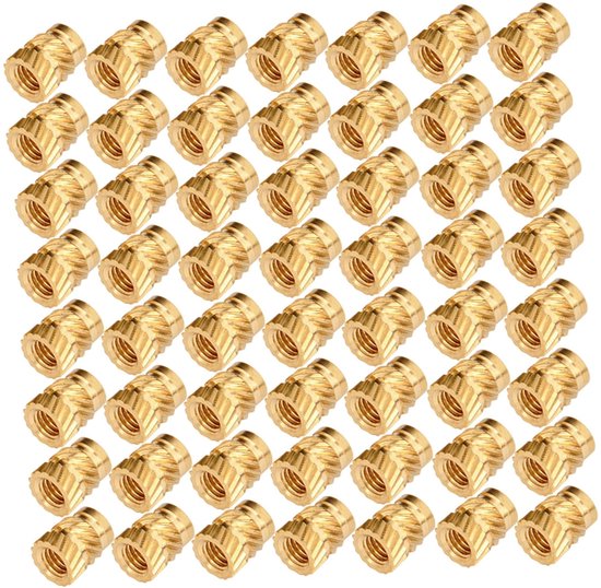 100 Stuks Messing Schroefdraadinzetstukken Hittebestendig Gekarteld Duurzaam voor Injectie Molding Printer Onderdelen Compacte Maat Betrouwbare Bevestiging