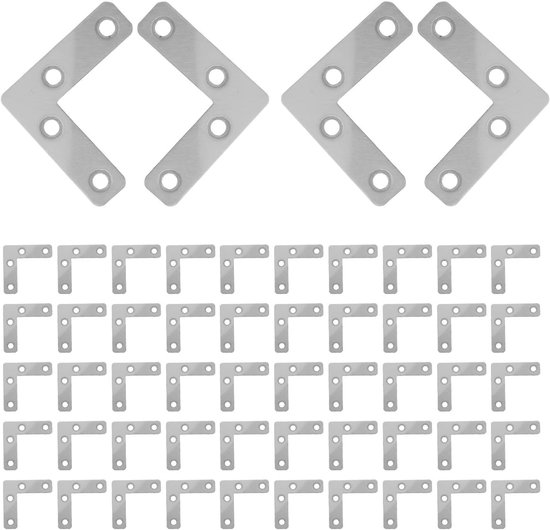 100 Stuks Roestvrijstalen Hoekversterking Meubelsteun Metalen Bevestigingsplaat voor Deur Stoel