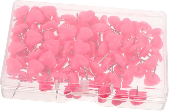 100 Stuks Roze Hartvormige Punaises met Sterk Klemvermogen voor Prikborden Decoratieve Notenhouders voor Kantoor Slaapkamer Valentijnsdag Muurdecoratie